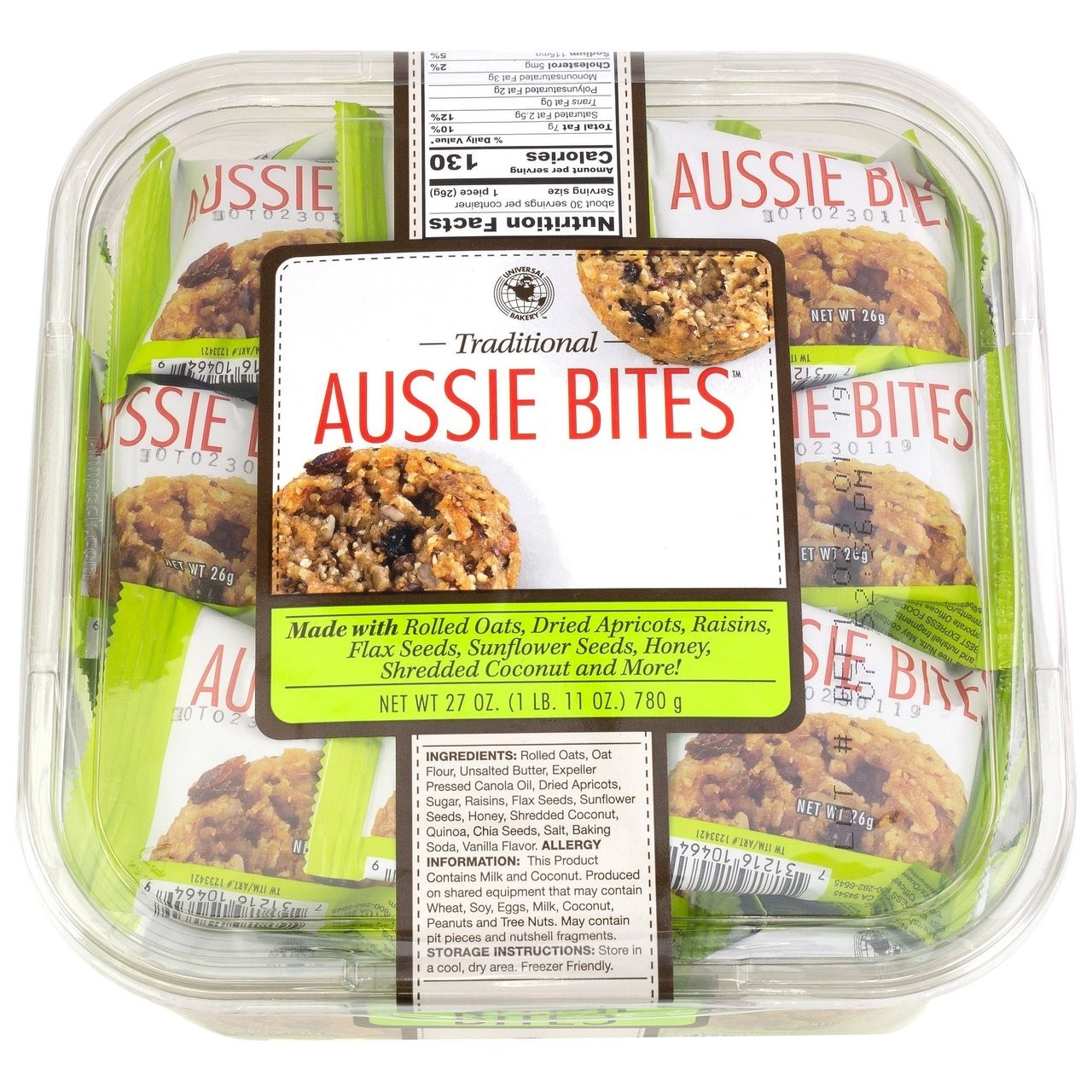 Universal Bakery Traditional Aussie Bites Individually Wrapped 30 Counts 27 Oz.