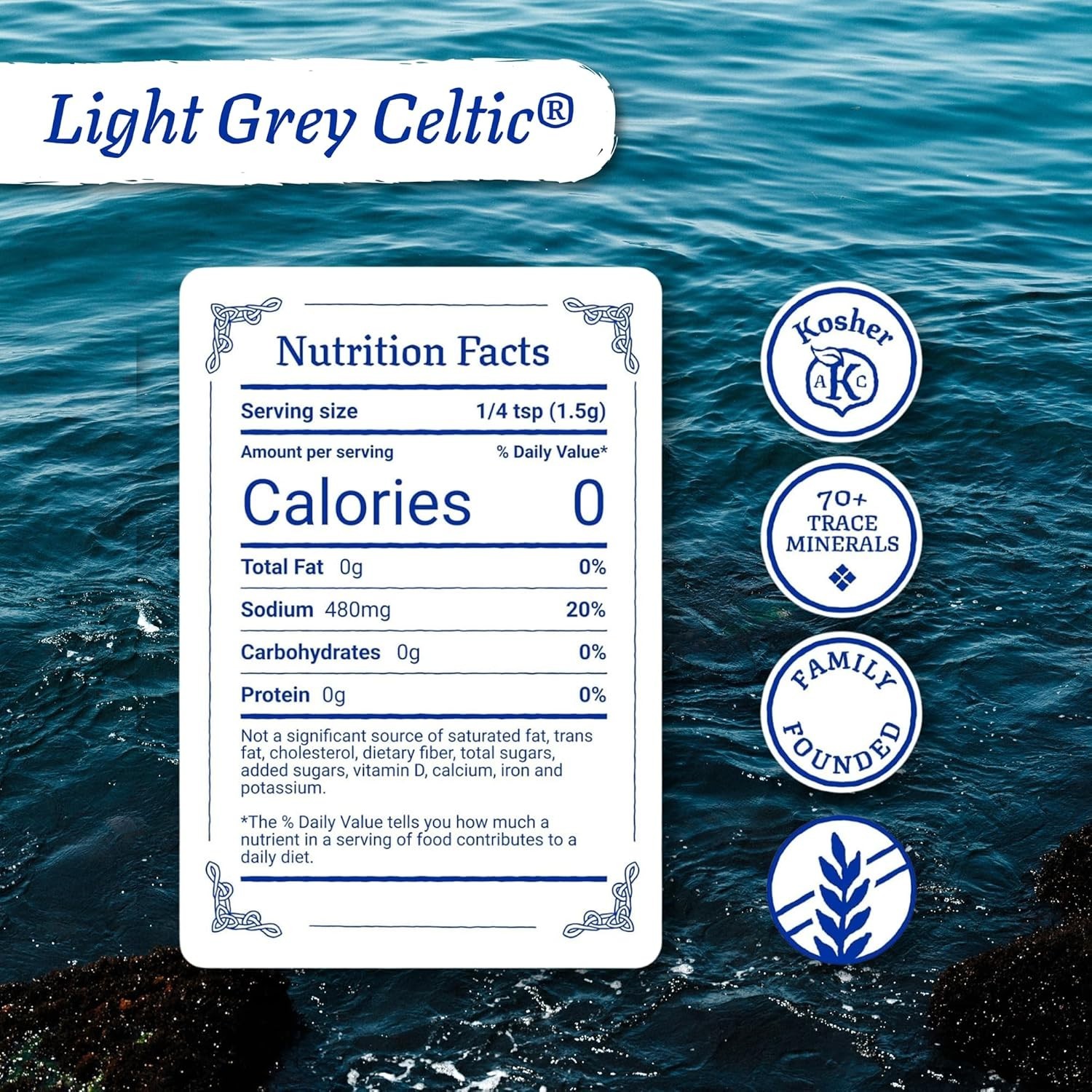 Light Grey Celtic Sea Salt 1/2Lb(8oz)Pound Resealable Bag Additive-Free USA NEW