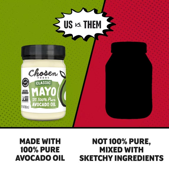 Chosen Foods Avocado Oil Mayo 32oz 100%Pure NO SEED OIL Whole Food Avocado Oil