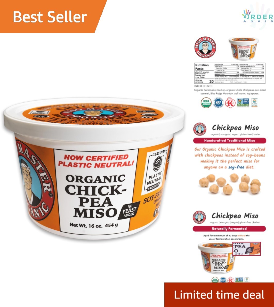 White Miso Paste Organic Gluten-Free Non-GMO 16 oz for Cooking