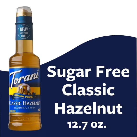 Torani Coffee Flavoring Syrup, Sugar Free Classic Hazelnut Syrup, Plastic Bottle