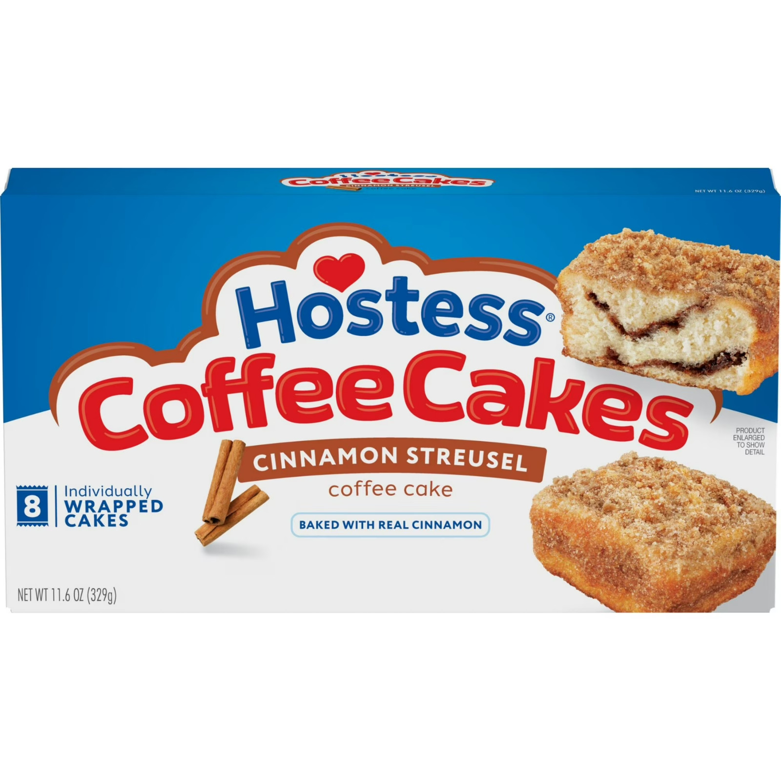 Box Hostess Cinnamon Streusel Coffee Cakes 8 Individually Wrapped /11.6 Oz