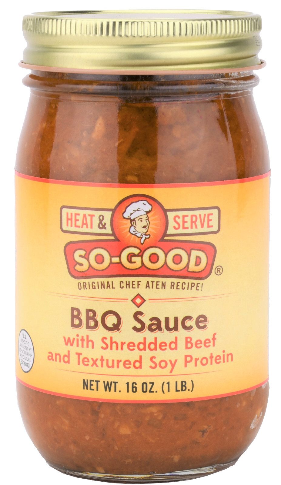 So-Good BBQ Beef Filling with Shredded Beef 16 oz Glass Jar – Heat and Serve