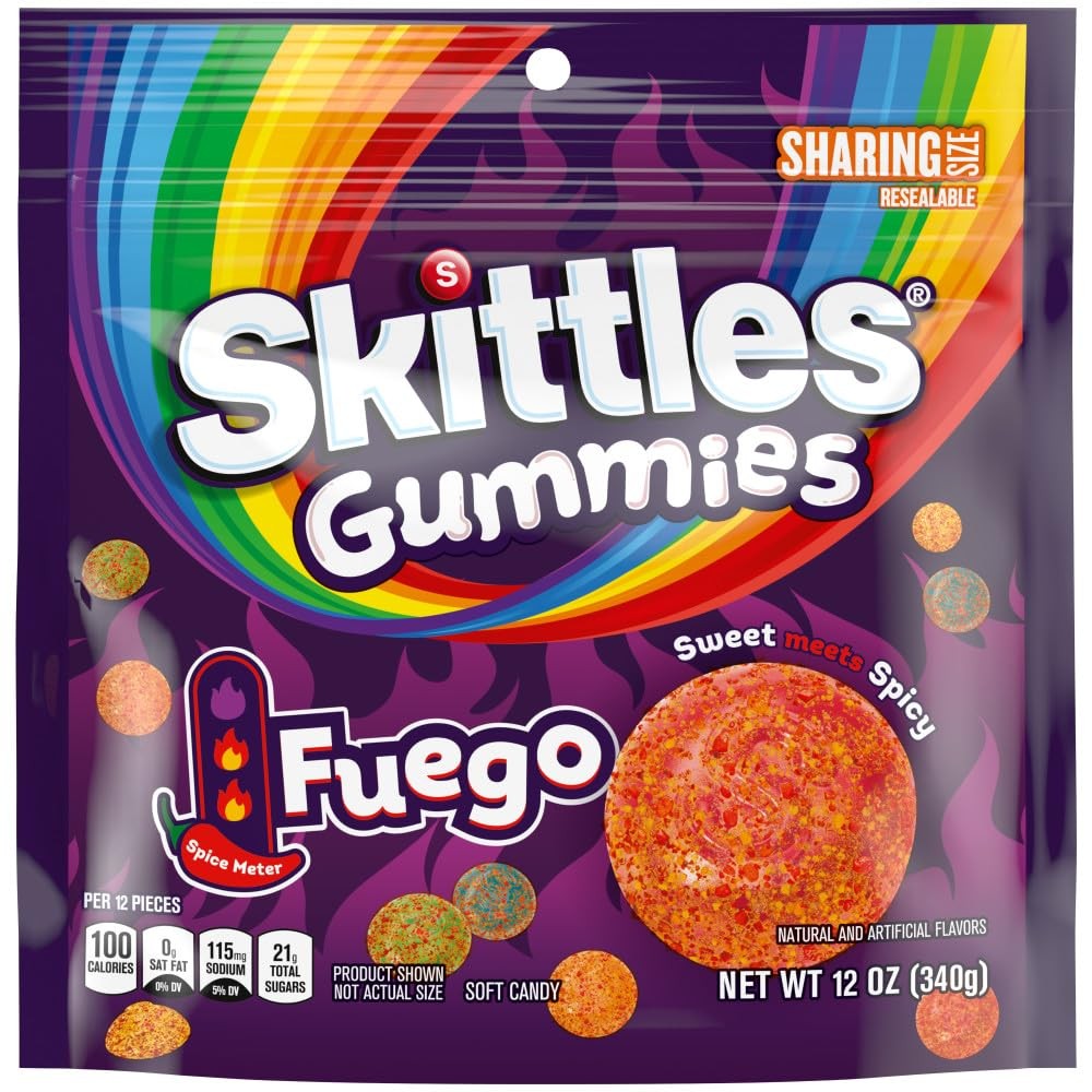 Skittles, Gummies Fuego Sweet and Spicy Gummy Candy, Sharing 5.8 ounce, Multi