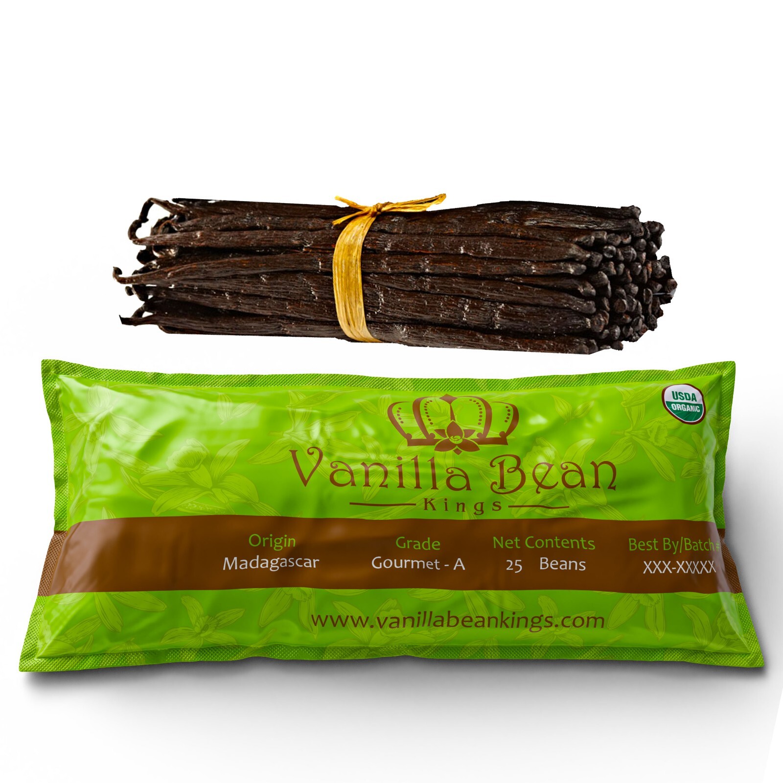 25 ORGANIC Madagascar Gourmet Vanilla Beans Grade A, Whole Beans for Baking