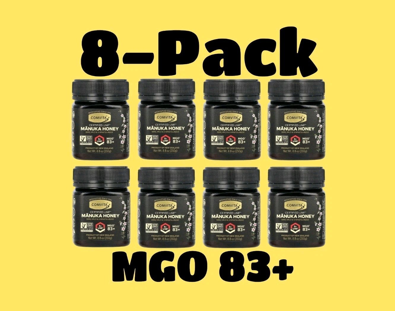 MANUKA HONEY 8 Pack MGO 83+ COMVITA 8.8oz Each NEW ZEALAND RAW