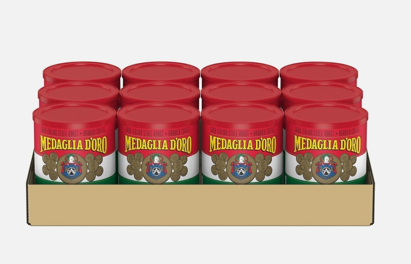 Medaglia D’Oro Italian Espresso Ground Coffee Dark Roast 10 oz 12 Pack