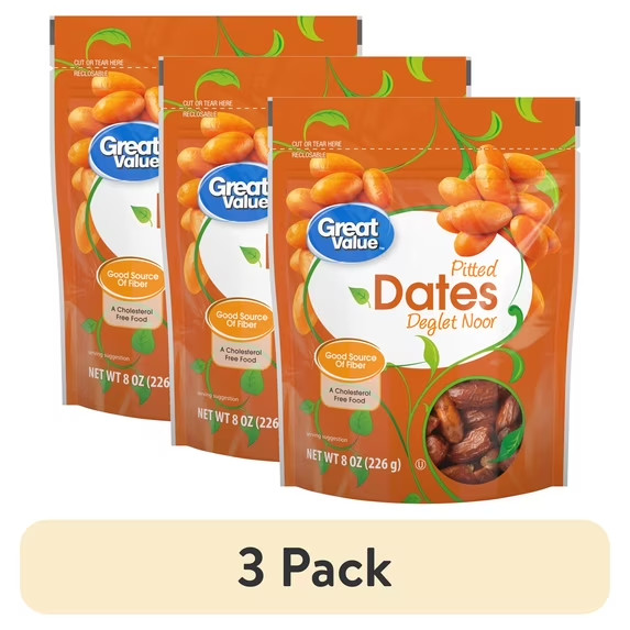 3 Pitted Deglet Noor Dates Dried Fruit Snack, 8 oz Free Shipping in 2 Days…