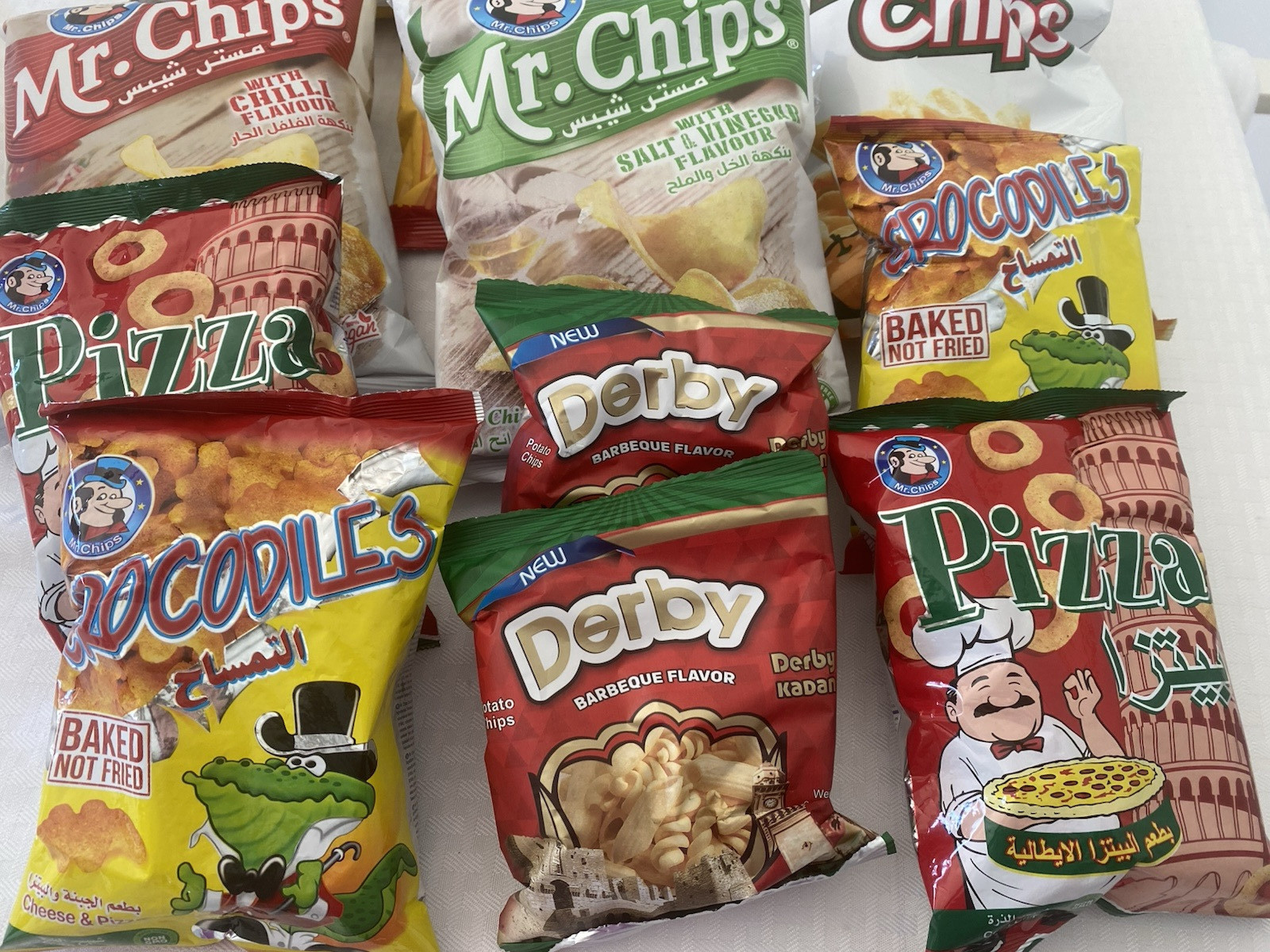 Rare Middle Eastern Arabic Snack Pack of 12 Potato Chips Bags – Variety Flavors