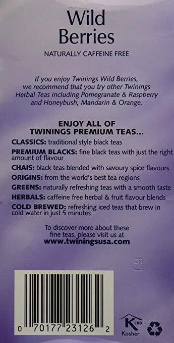 Twinings Herbal Wild Berries Bagged Tea, 20 Count