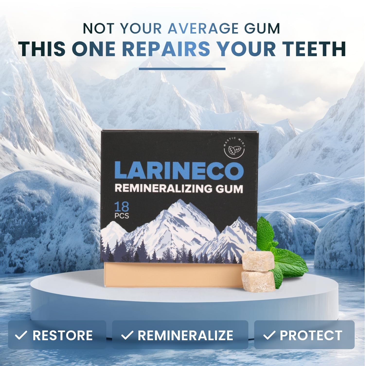 Larineco Remineralizing Gum with Nano Hydroxyapatite & Xylitol – Sugar-Free X…