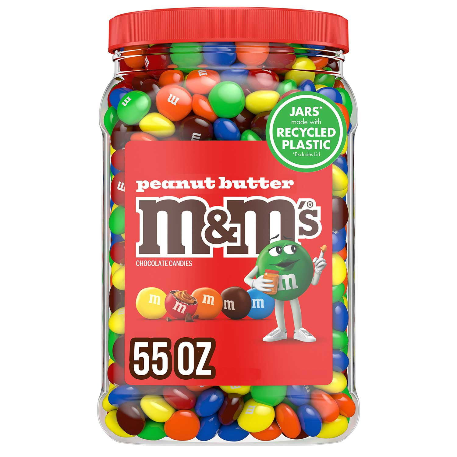 M&Ms Peanut Butter Candy 55 oz Jar Chocolate Candies Tub Bulk 3.43LB(FREE SHIP)
