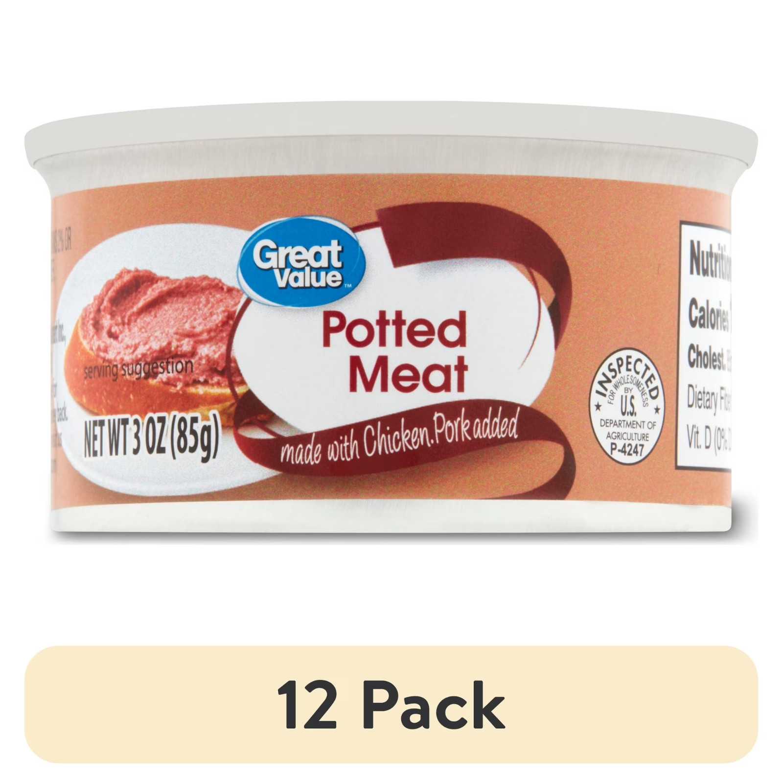 (12 pack) Great Value Potted Meat, 3 oz