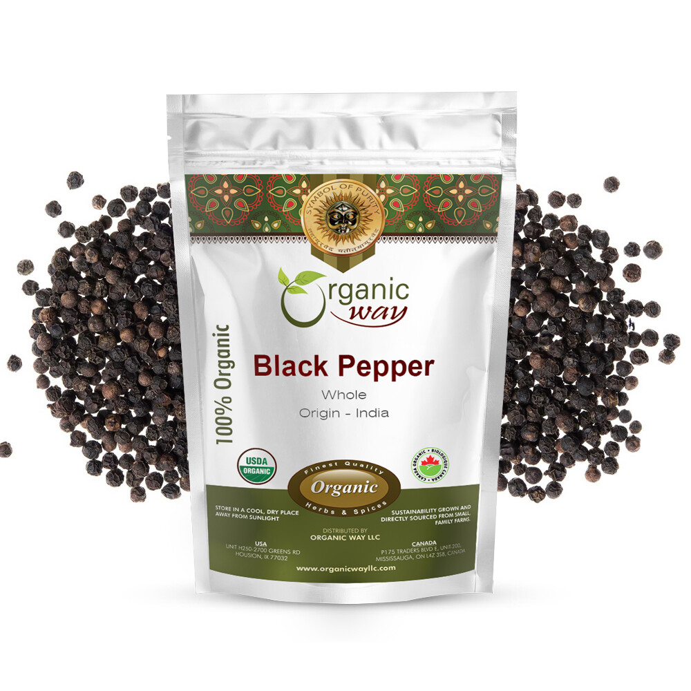 Organic Way Whole Black Pepper – Grinder Refill | Kosher & USDA Certified