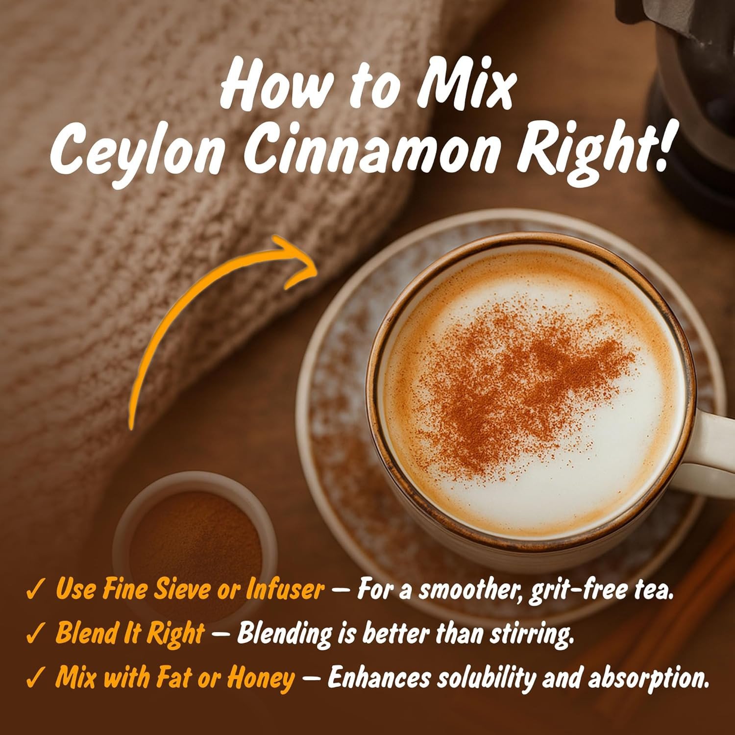 USDA Organic Ceylon Cinnamon Powder, Lab Tested for Heavy Metals, Resealable 4Oz