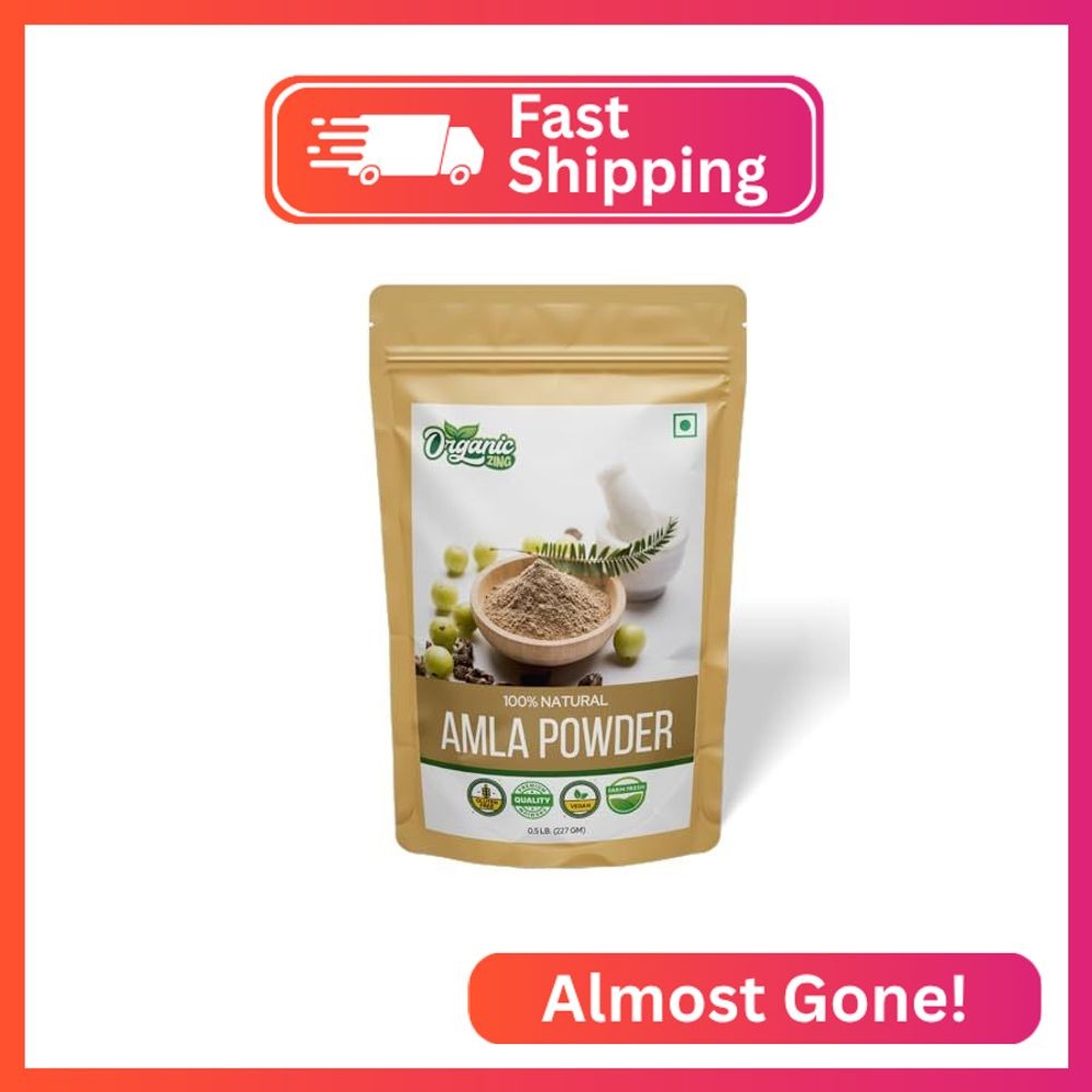 Organic Zing Amla Powder – 227 g / 8 oz – Food Grade – Pure Indian Gooseberry Po