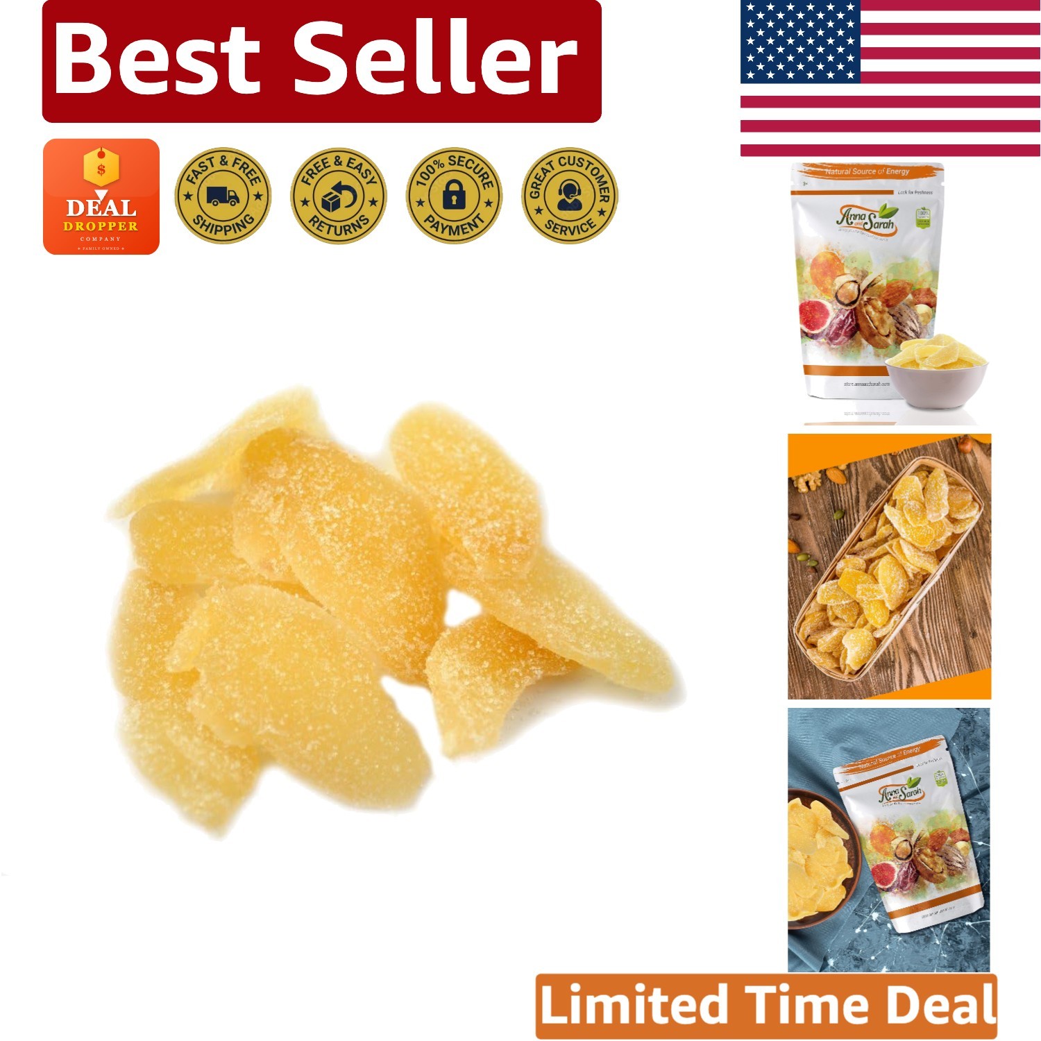 Sweet & Spicy Dried Crystallized Ginger in Resealable Bag, 1 lb – Treats