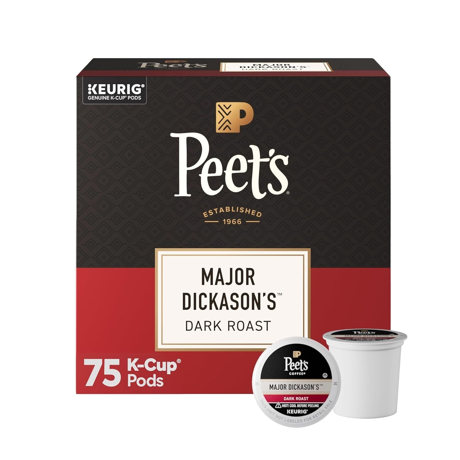 Peet’s Coffee Major Dickason’s Blend Dark Roast K-Cup Pods 75 Count