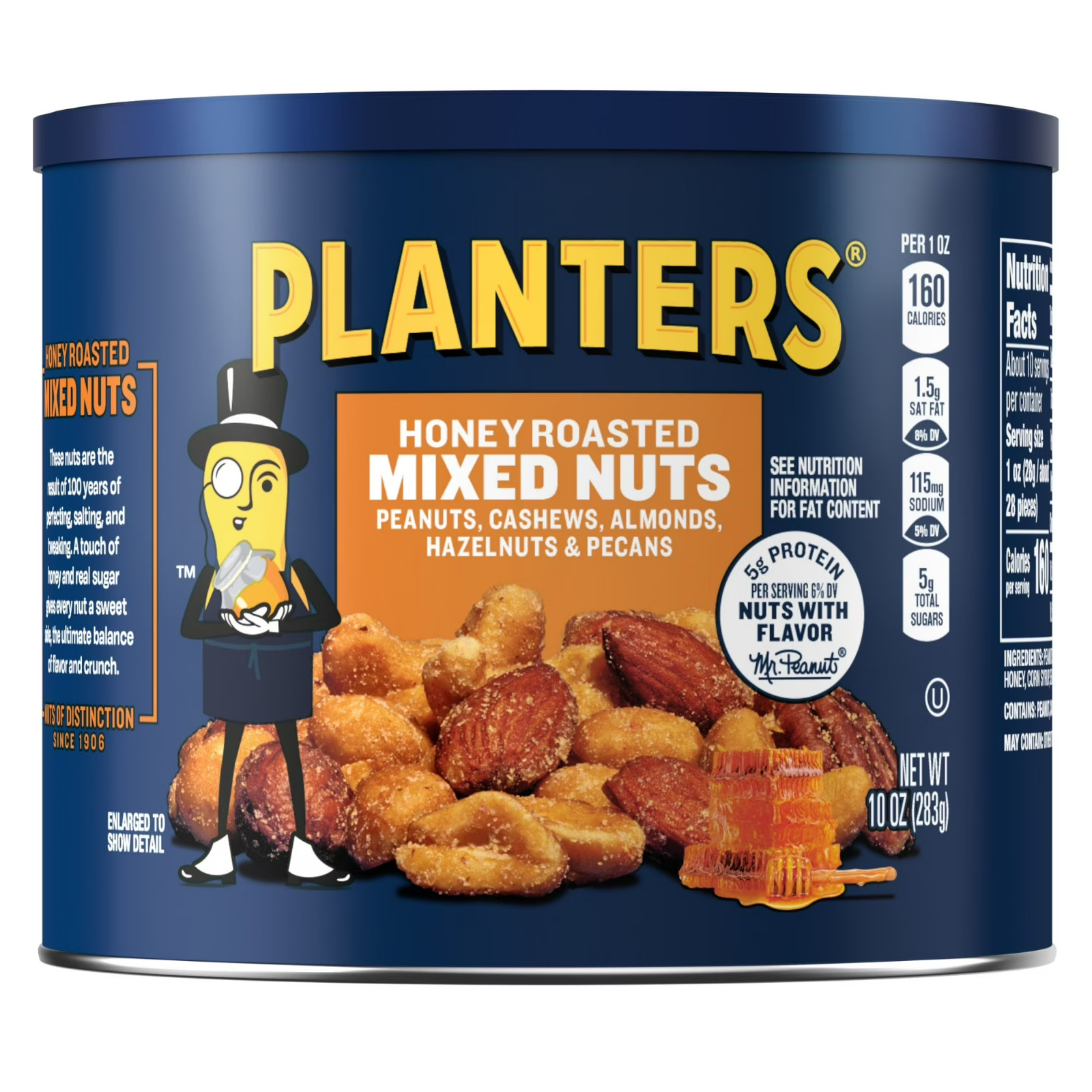 PLANTERS Honey Roasted Mixed Nuts, Party Snacks, Plant Based Protein, 10 oz