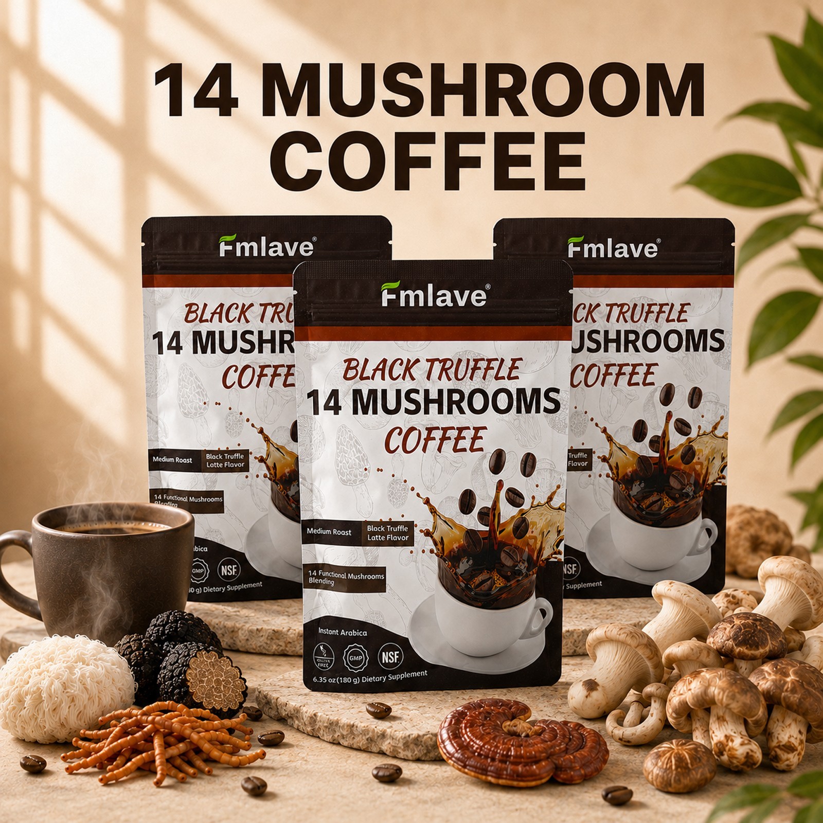 3 Pack Organic Mushroom Coffee 100% Authentic FREE SHIPPING Energy, Focus Immune