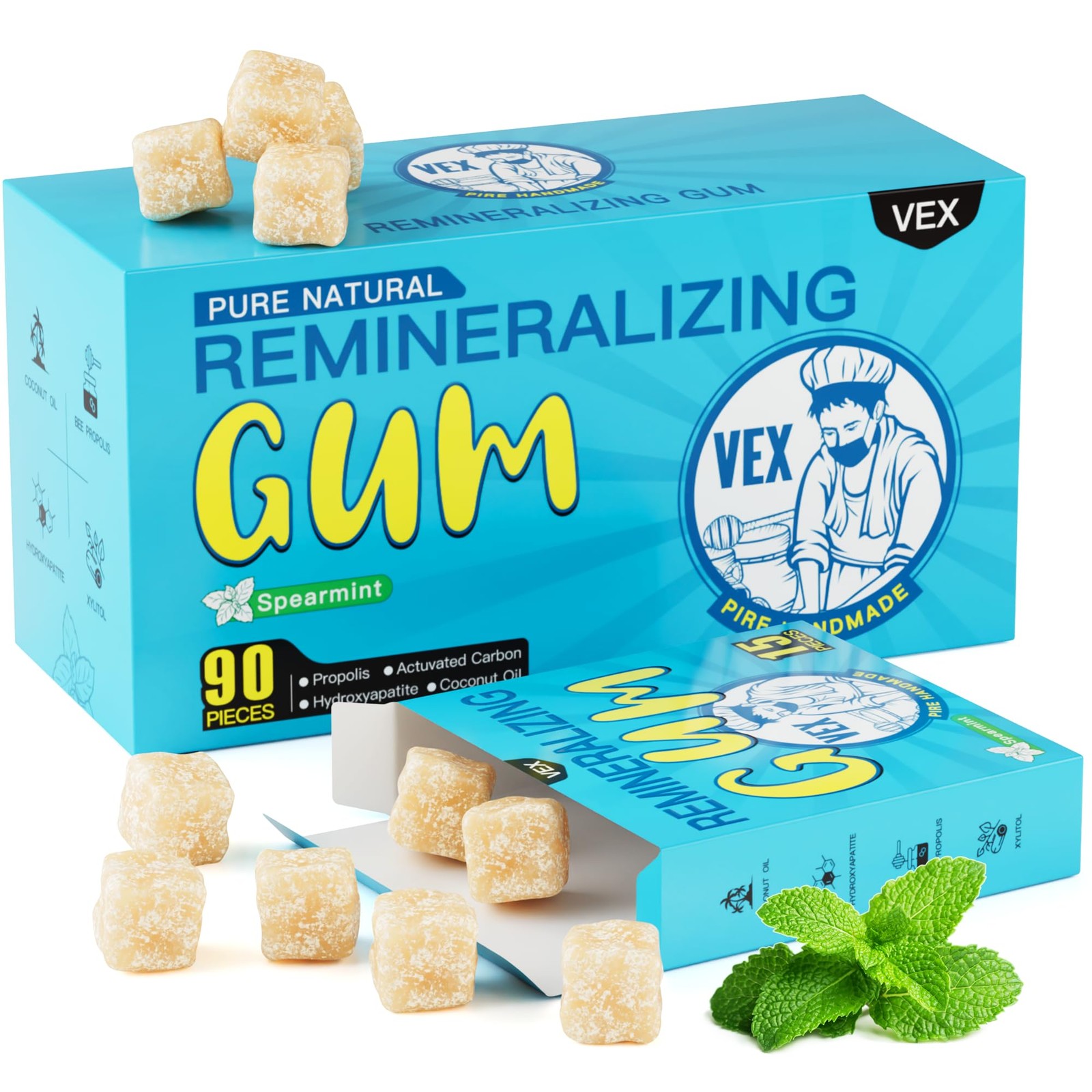 Remineralizing Gum Hydroxyapatite & Xylito Sugar Free 90Ct Mastic Mint