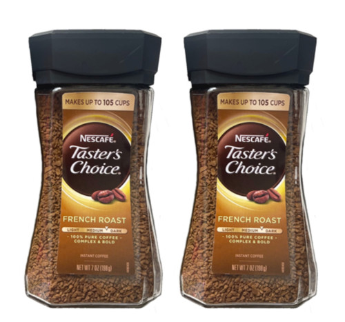 2 Nescafe Taster’s Choice Instant Coffee French Roast Glass Jar Up To 210 Cups