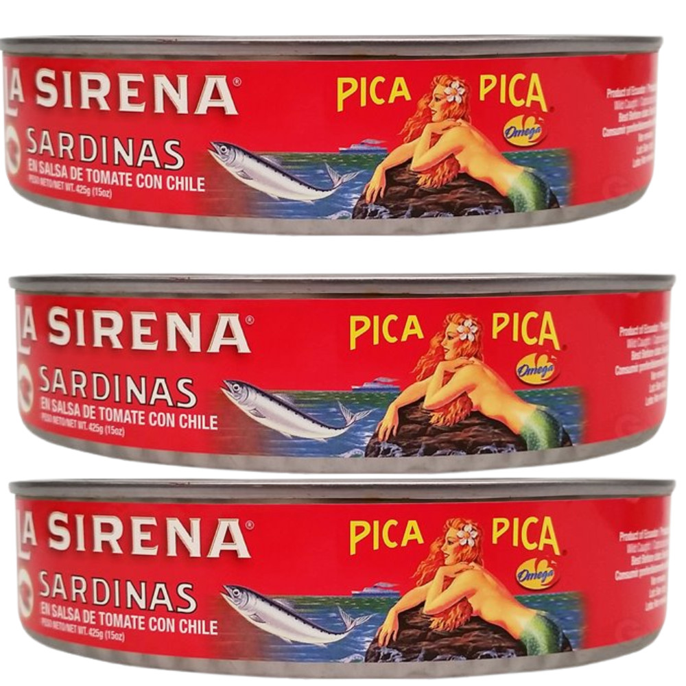 LA SIRENA Pica Pica Sardinas En Salsa De Tomate Picante 15 oz. 3 Pack