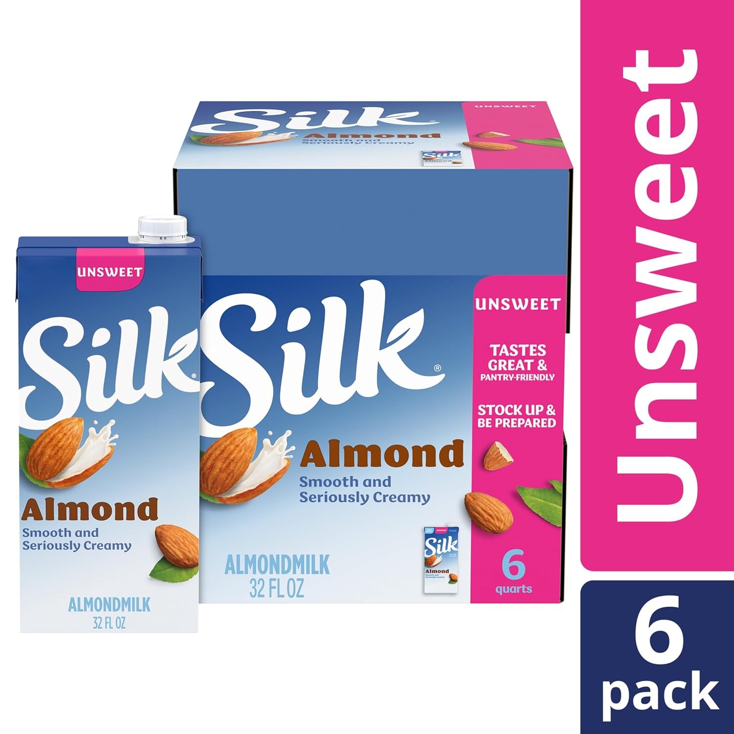 Silk Shelf-Stable Almond Milk, Unsweetened, Dairy-Free, Vegan, Non-GMO Project