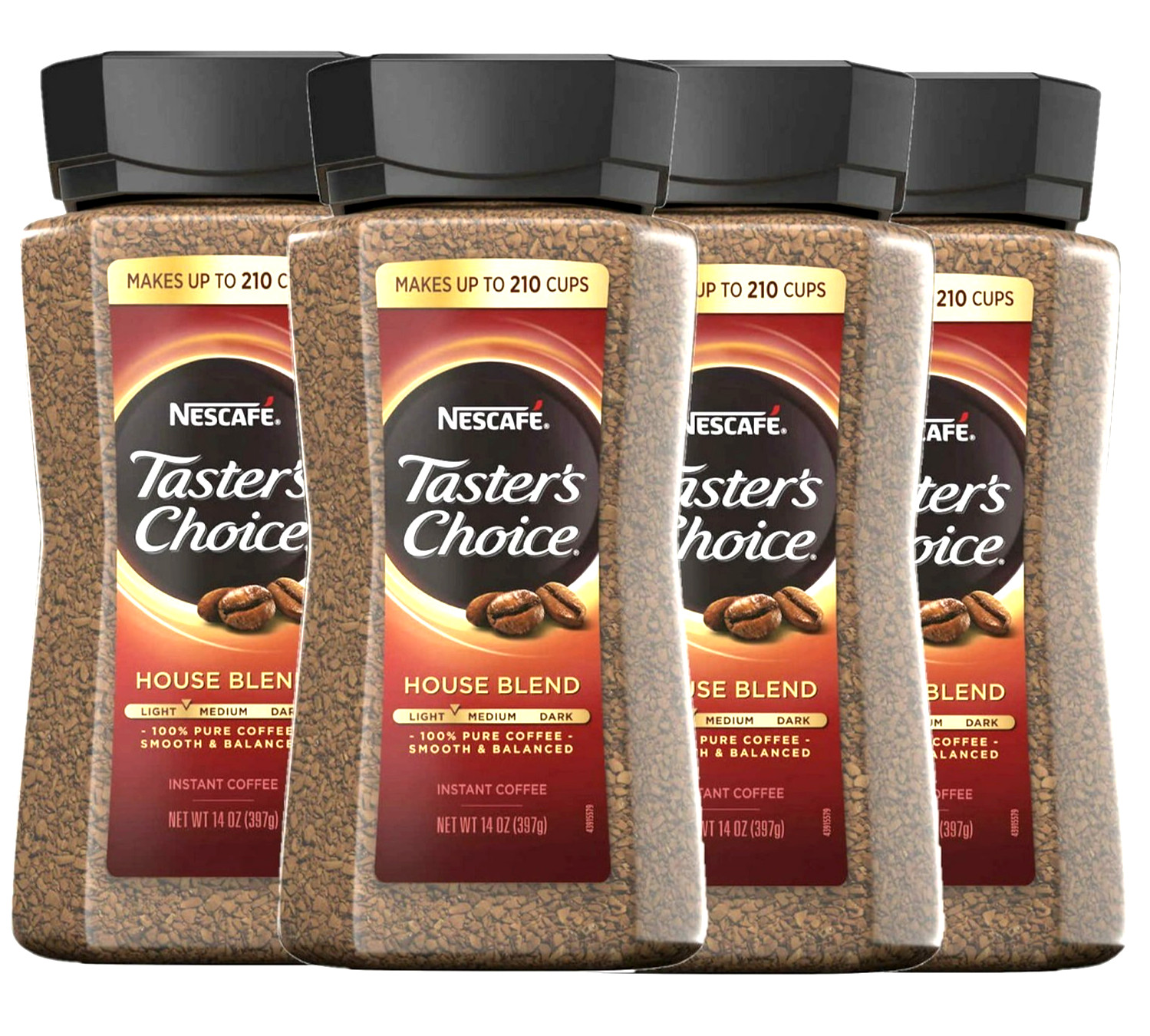 4 Jars Nescafe Taster’s Choice Instant Coffee House Blend 14 OZ Each Jar