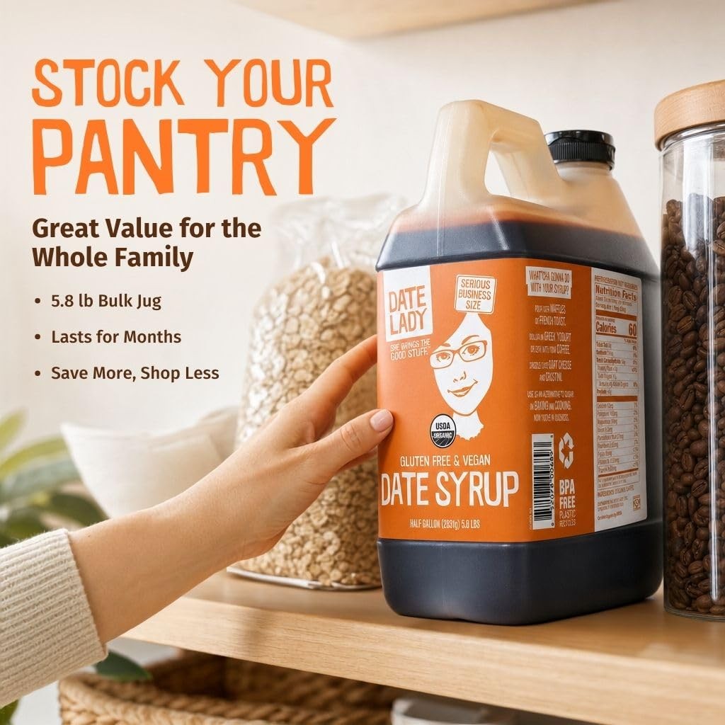 Date Lady Bulk Organic Syrup 5.8 lb – 100% Dates. 92.8 Ounce (Pack of 1)