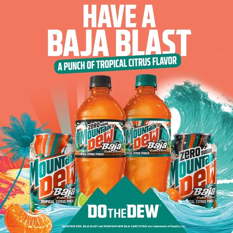 Mountain Dew Baja Blast Cabo Citrus, 12 fl oz 12 Pack Cans-free shipping