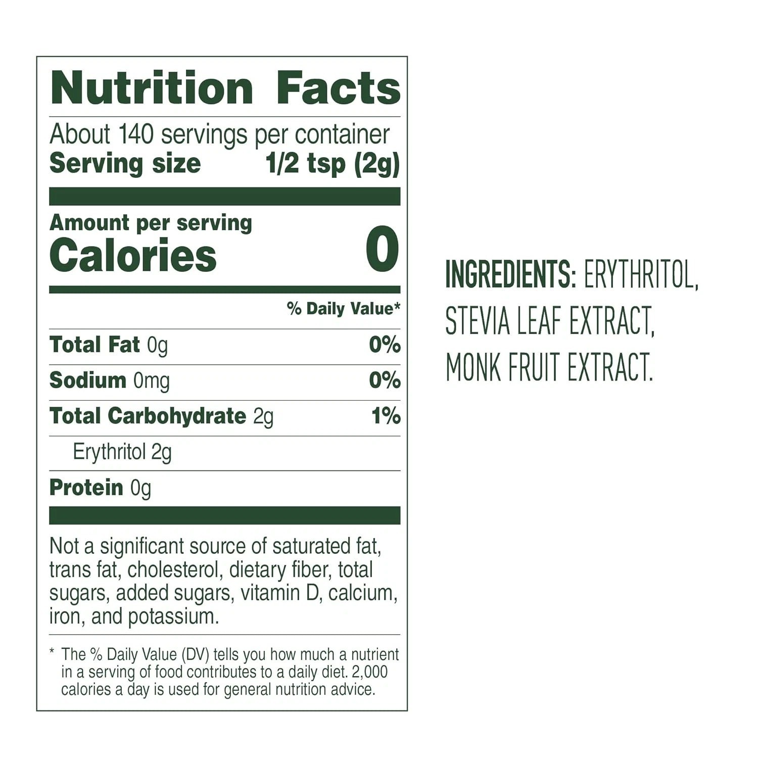Stevia & Monk Fruit Plant-Based Sweetener, 9.8 Ounce Jar