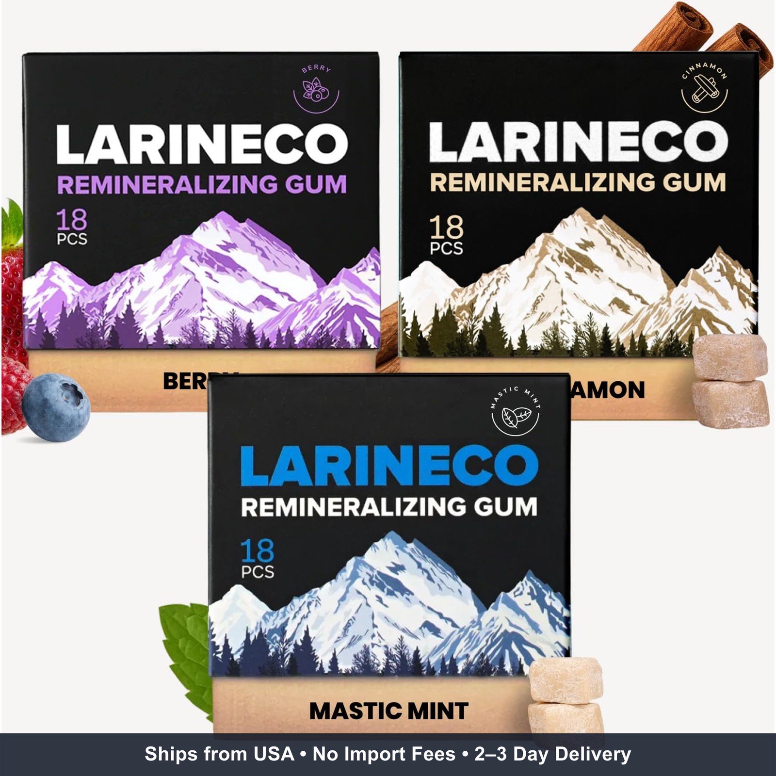 Larineco Remineralizing Gum with Nano Hydroxyapatite & Xylitol – Sugar-Free Xyli