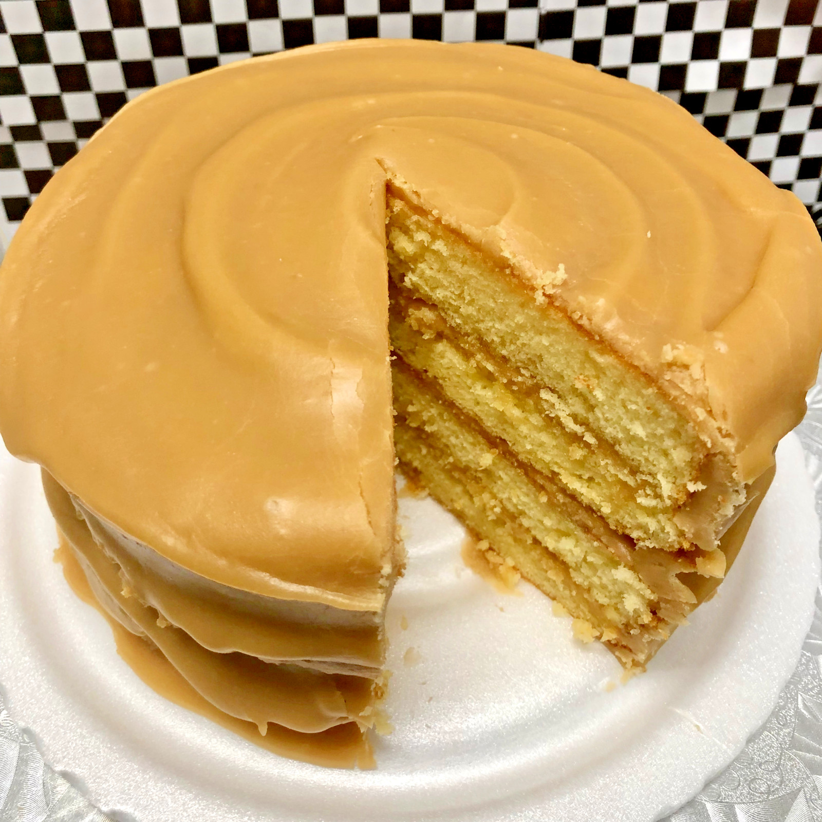 Old fashioned Caramel Fudge Cake with 4 Rich & Moist Yellow Layers/ Handmade!