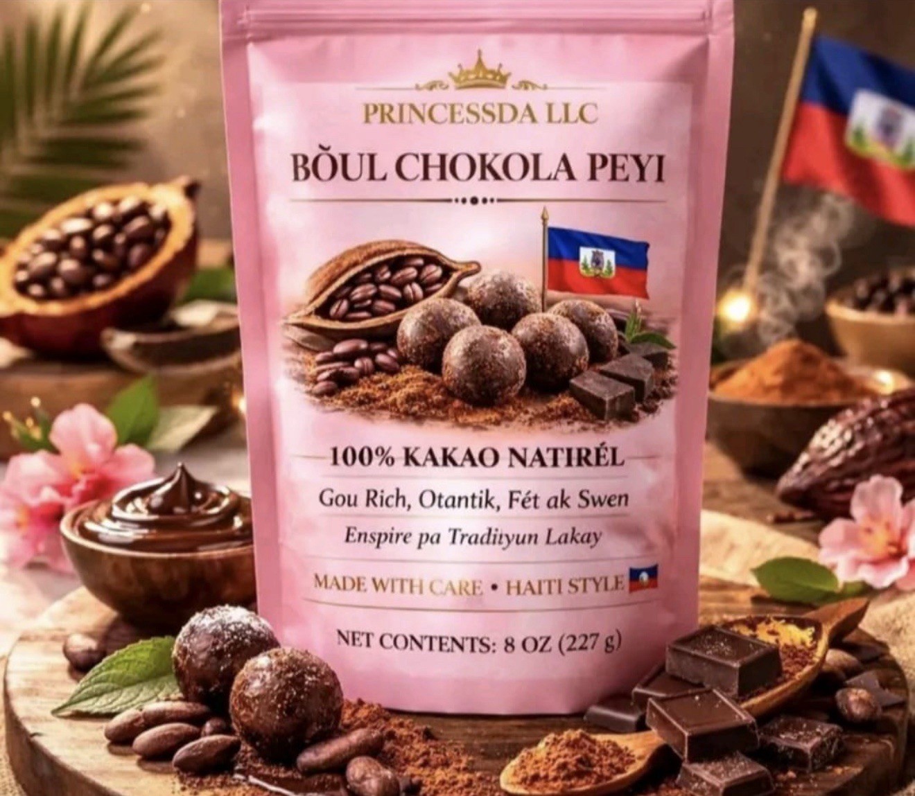 Princessda LLC Boul Chokola Peyi Haiti Chocolate Candy Balls, 8 oz (227g)