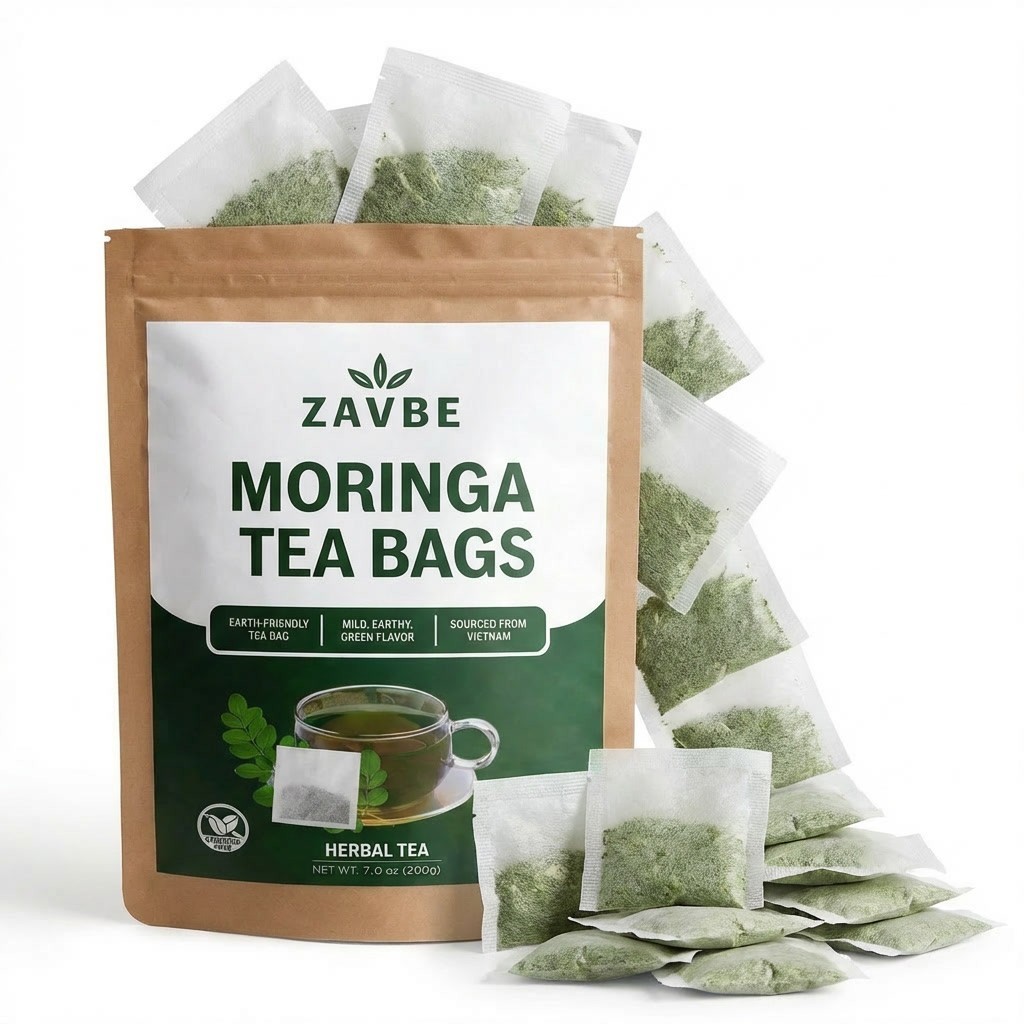 100 Moringa Tea Bags – Pure Moringa Herbal Tea | Caffeine-Free Non-GMO – ZAVBE