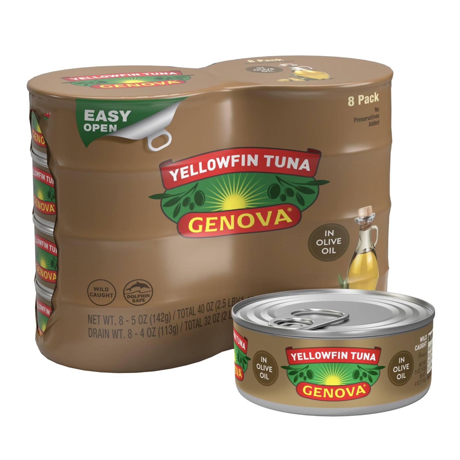 Genova Premium Yellowfin Tuna in Olive Oil, 5 Ounce Cans, 8-Pack – Nutrient Rich
