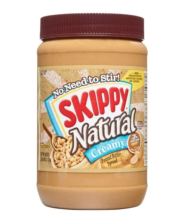 SKIPPY Natural Creamy Peanut Butter Spread, 7 G Protein per Serving, Plastic Jar