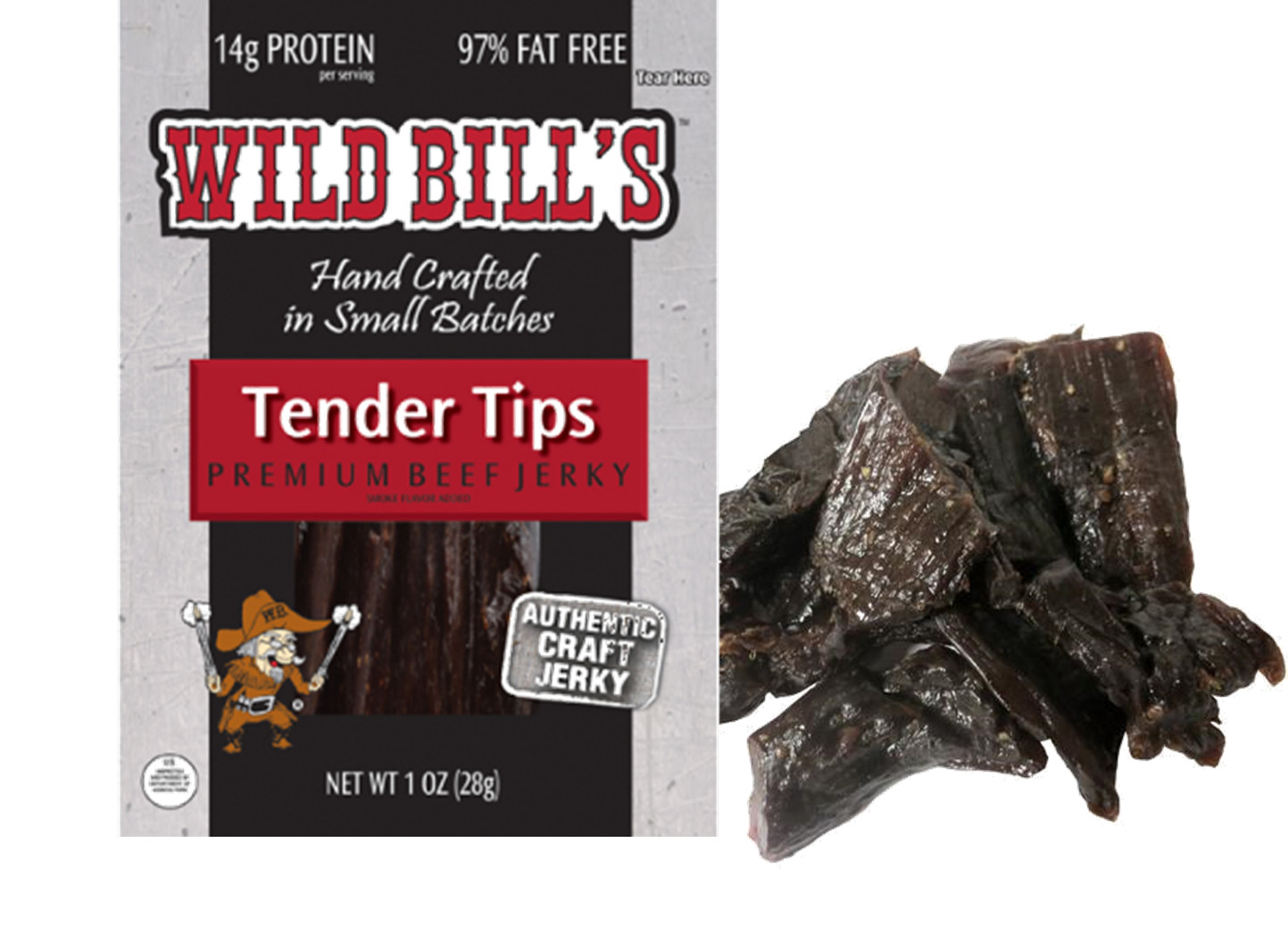 Wild Bill Beef Jerky TENDER TIPS whole box of 12/1 ounce bags FRESH & DELICIOUS!