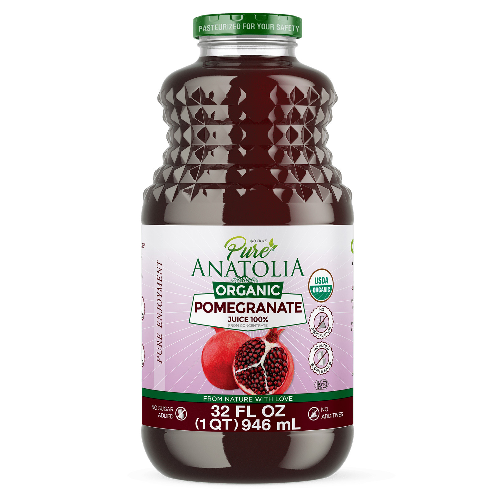 Pure Anatolia Organic Pomegranate Juice 32 fl oz – 100% Pure Juice from Pomegran
