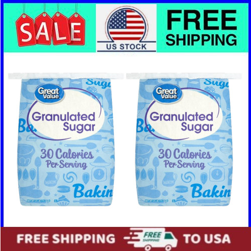 COMBO 2 PACK, Great Value Pure Granulated Sugar, 25 lb/bags