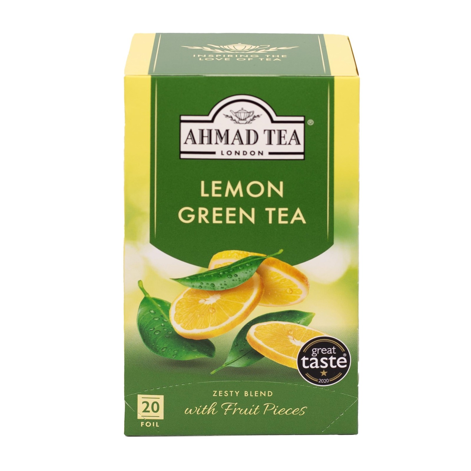 1 PCS English Teas Lemon Green Tea Tagged Aluminum Foil Enveloped Tea Bags