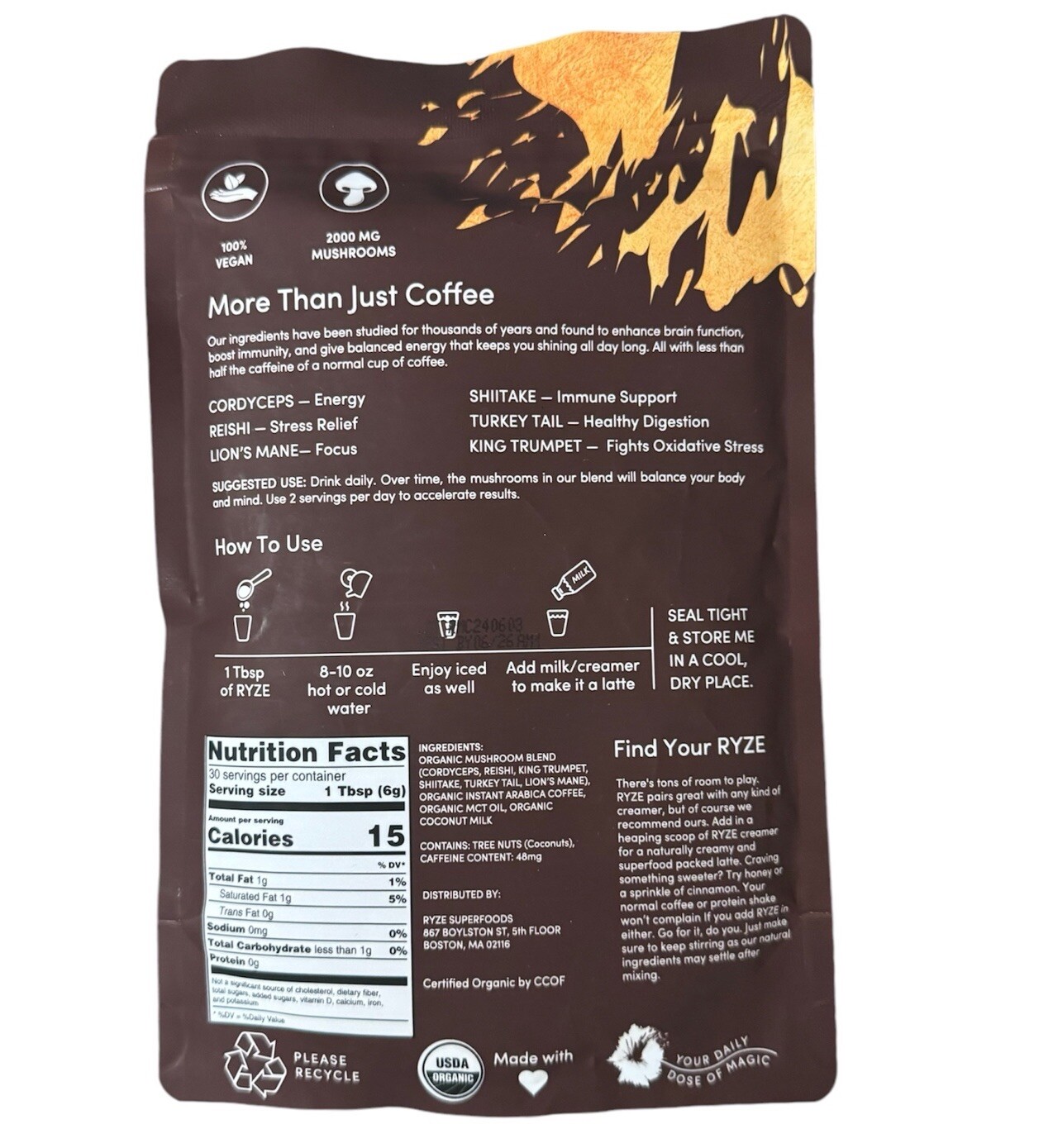 3 Pack Ryze Organic Mushroom Coffee 100% Authentic FREE SHIPPING