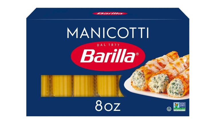 Barilla Manicotti Pasta, 8 oz. Box – Non-GMO Pasta Made 8.0 Ounce (Pack of 1)