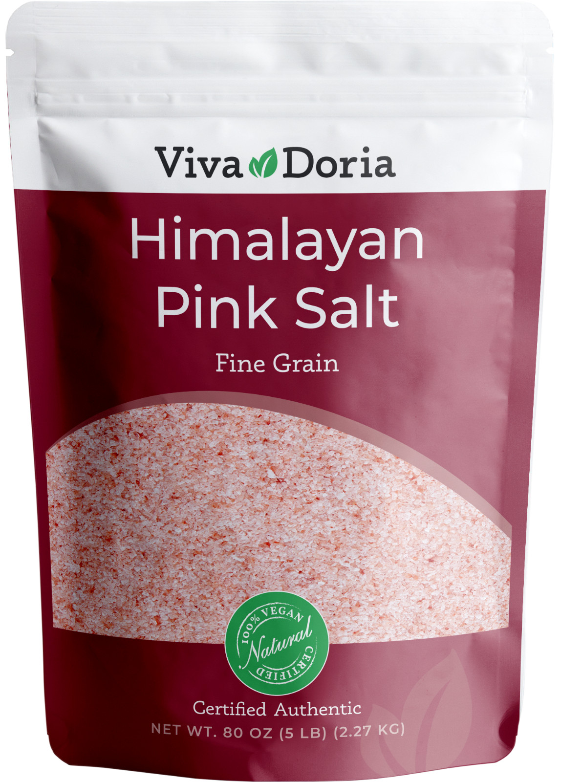 Viva Doria Natural Himalayan Crystal Pink Salt, Fine Grain, 5 Lb