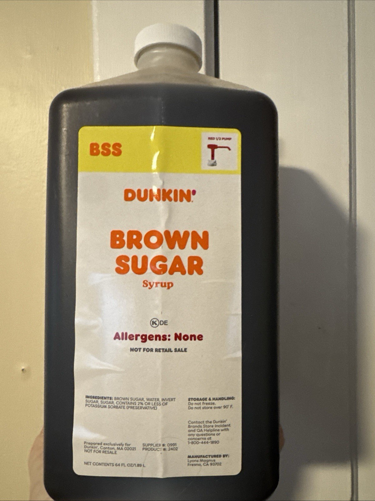 Dunkin Brown Sugar Syrup 64oz With Pump Exp 9/2026