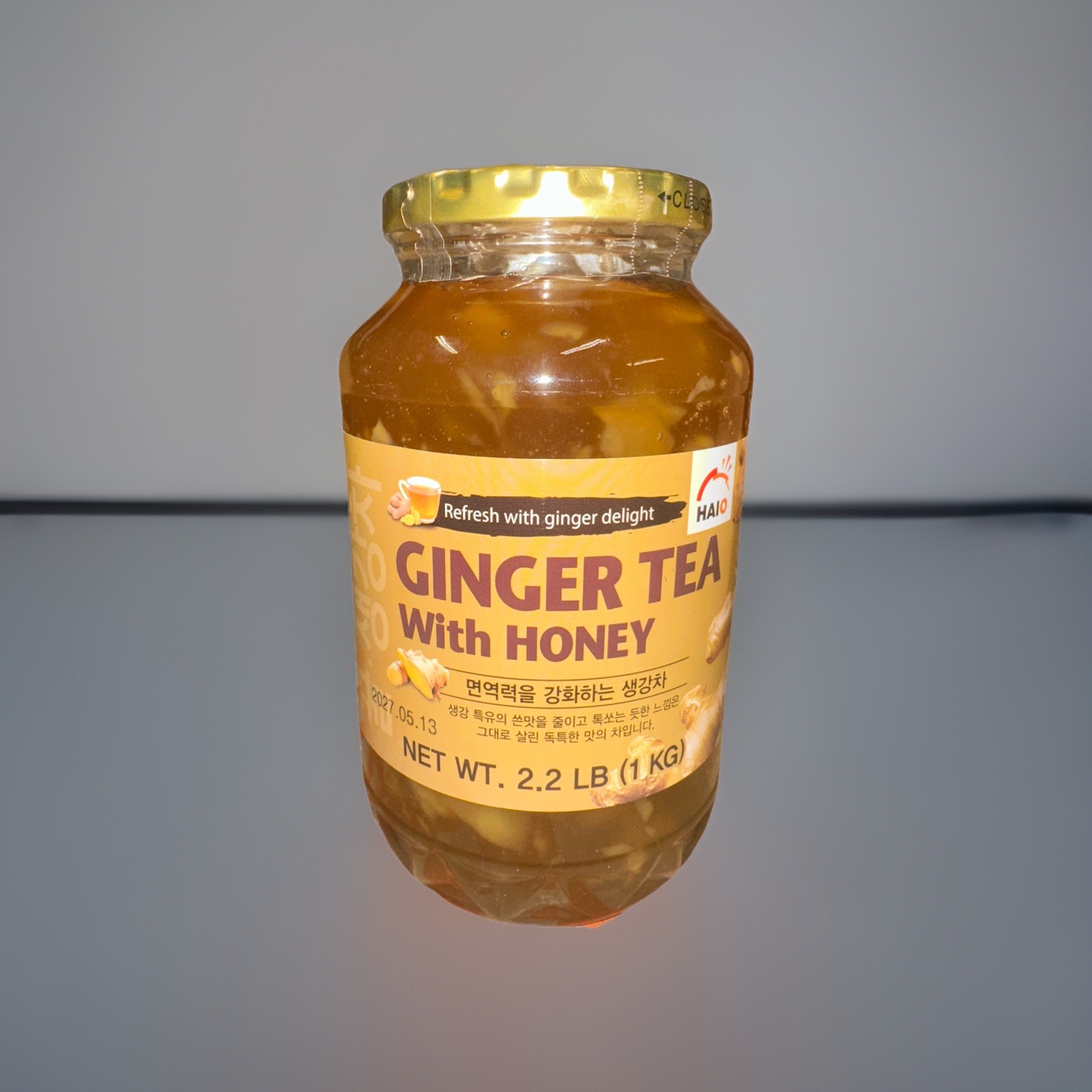 Haio Ginger Tea with Honey Product of Korea 2.2 lbs (1 kg) ( 1 Jar)