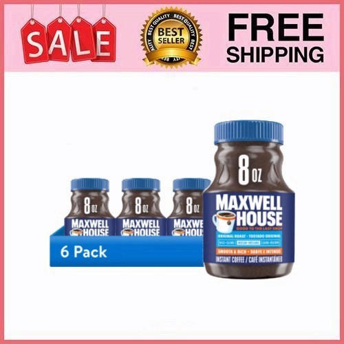 (6 pack) Maxwell House Original Roast Instant Coffee, 8 oz Jar