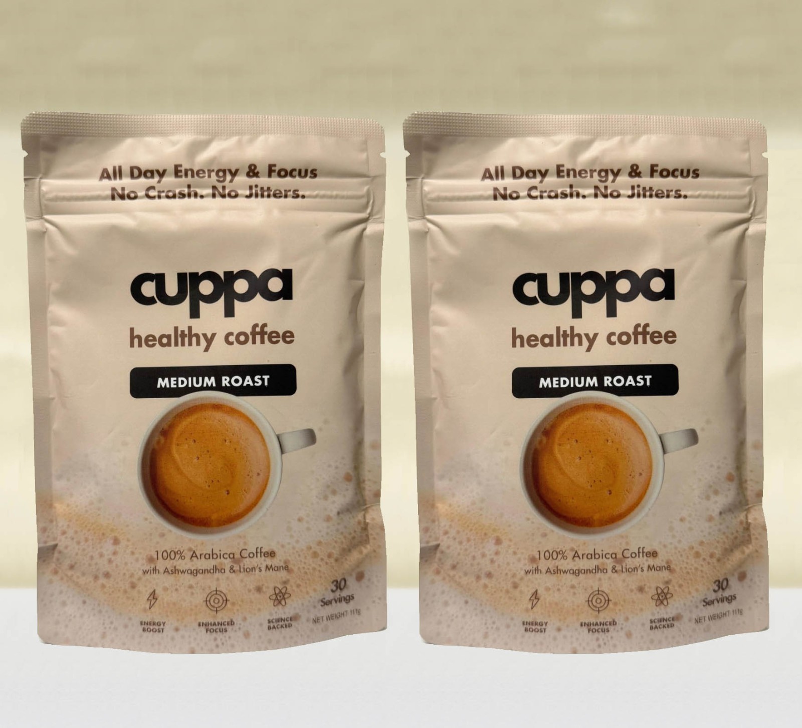 Cuppa Healthy Mushroom Instant Coffee with –Pack of 2 (60 Serv) – EXP – 09/2027