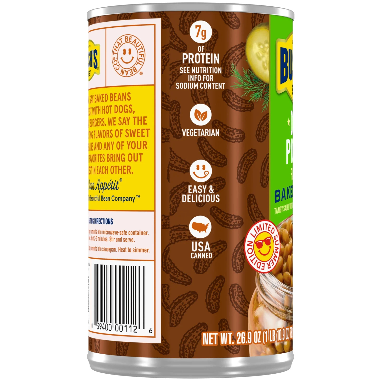 5 Pack Bush’s Dill Pickle Baked Beans Limited Summer Edition Size 26.9 Oz Cans